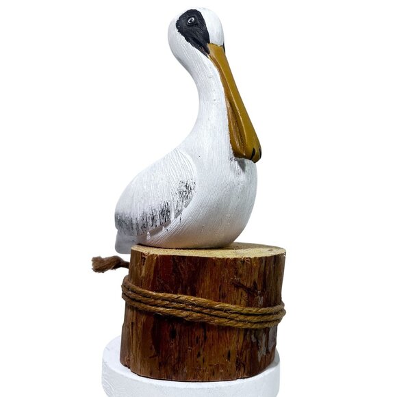 Vtg Carved Wooden Pelican Shore Bird CoastalCore Ocean Sea Beach Cabin Fishing - Picture 1 of 6